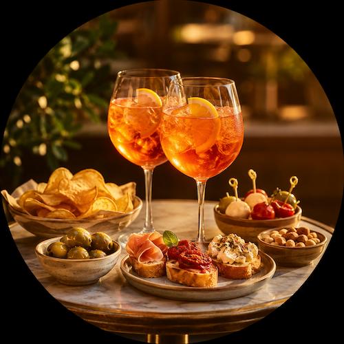 Aperitivo italiano con drink e stuzzichini