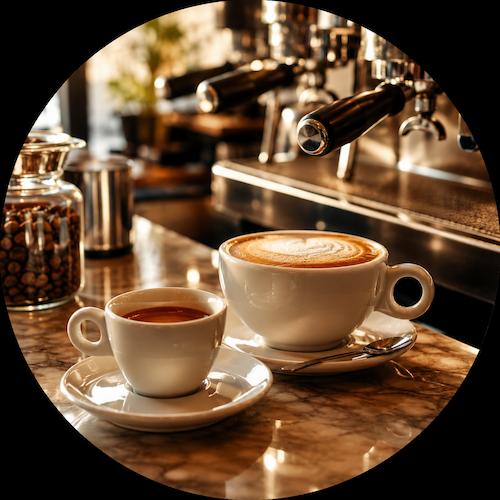 Espresso e cappuccino al banco bar