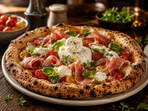 Pizza speciale con ingredienti ricercati